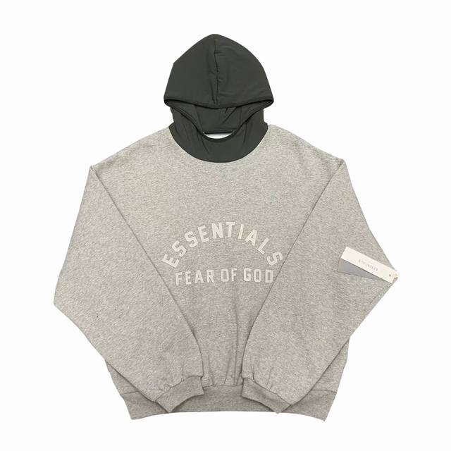 深麦灰 24新款FOG GX FEAR OF GOD ESSENTIALS NEW Nylon Fleece Hoodie 连帽套头卫衣男女情侣明星同款连帽帽衫