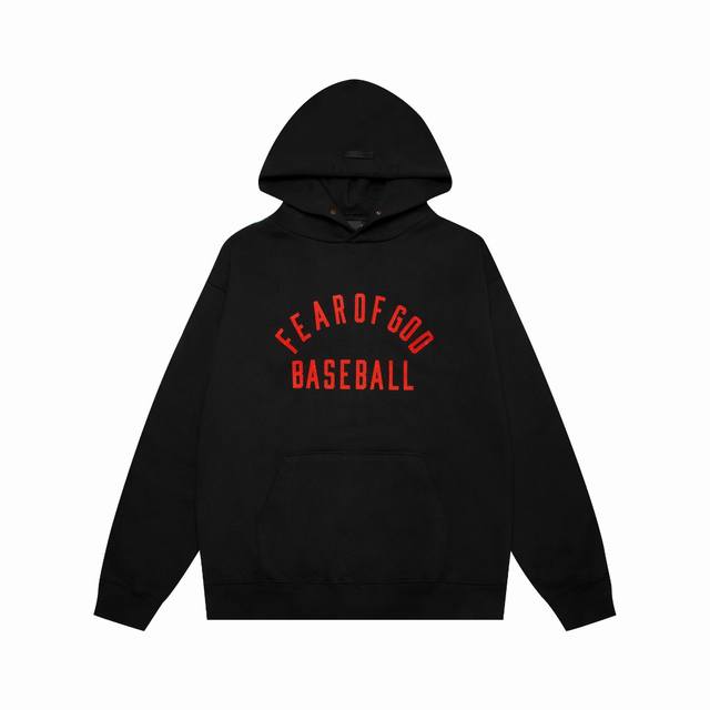 款号050 黑红 顶级版本FEAR OF GOD FOG第七季主线字母植绒BASEBALL短袖高街宽松潮牌纯棉秋冬纯棉帽衫卫衣 第七季与以往由很大的不同，在面料