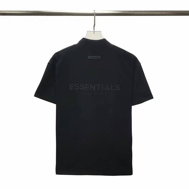 顶级版本 青黑色 FEAR OF GOD ESSENTIALS FOG压胶字母后背硅胶LOGO男女情侣明星同款纯棉宽松短袖T恤 全套1:1定制YUAN版辅料 包