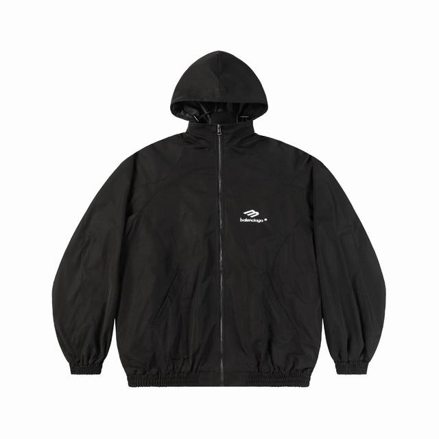 BALENCIAGA巴黎世家 24FW风衣夹克连帽外套 巴黎英文字母3m LOGO刺绣 刺绣饱满凹凸感 采用纤维记忆面料上手柔软顺滑 定制拉链 五金配件 宽松版