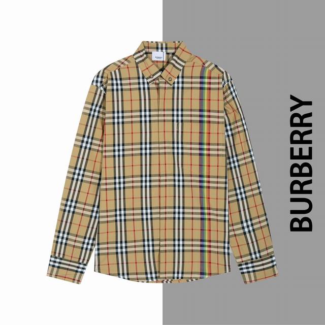 款号#F16 巴宝莉彩虹格经典衬衫 BURBERRY官网一致款式 工艺:经典格彩虹直喷技术 面料：纯棉竹节棉材质 手感柔软 配套：三标齐全 纸板 油纸 码贴包装