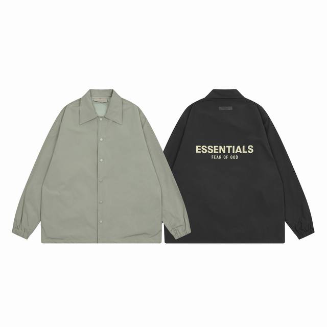 8806#Fear Of for Men SS22复线ESSENTIALS植绒 高街风衣教练夹克 黑色 绿色 S XL